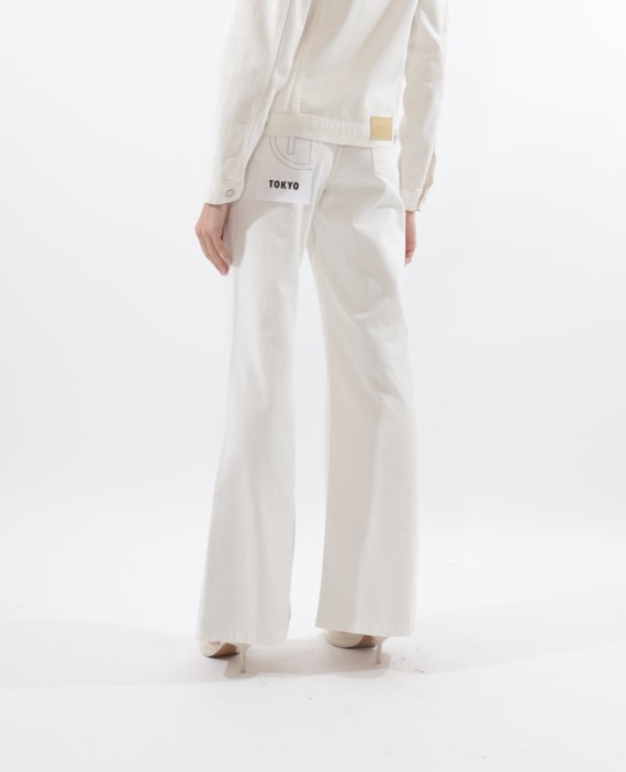 JEANS BIANCO A ZAMPA